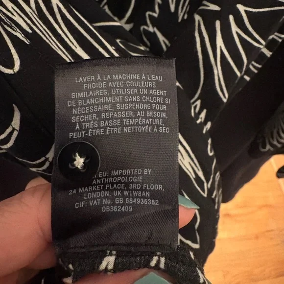 Anthropologie Maeve Black and White Birds Button Up Top - Picture 4 of 6